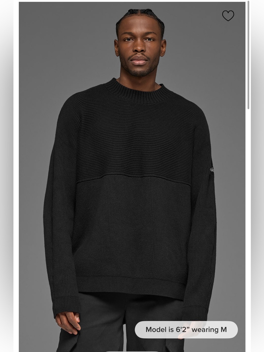 Alo The Domain Shift Rib Knit Sweater Crew in black